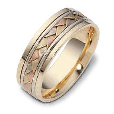 7.00 mm 14K Tri Color Woven Dora Wedding Band