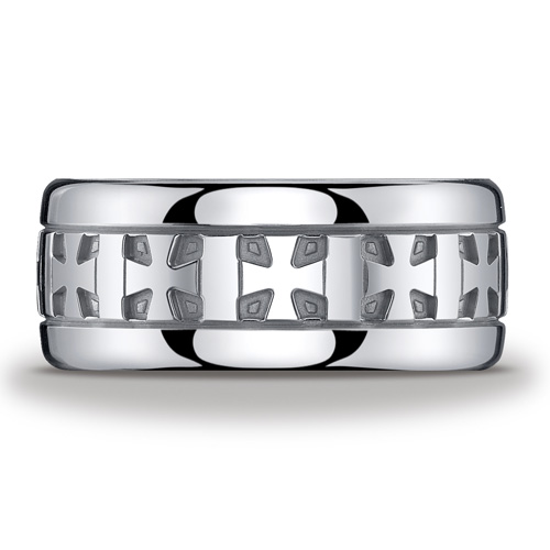 10mm Comfort-Fit Celtic Cross Argentium Silver Ring for Men