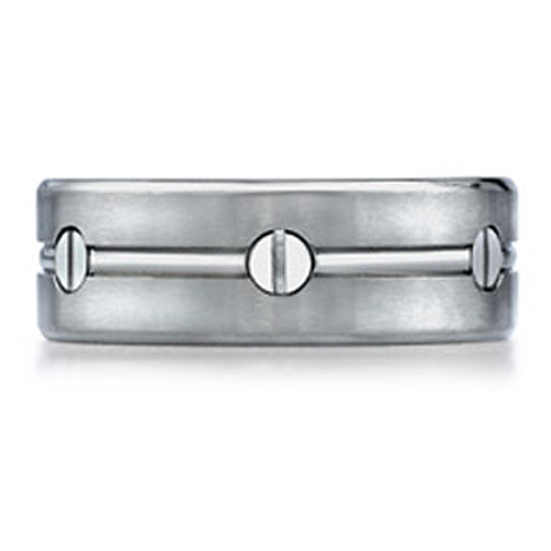Nail Head Design Titanium Benchmark Wedding Ring