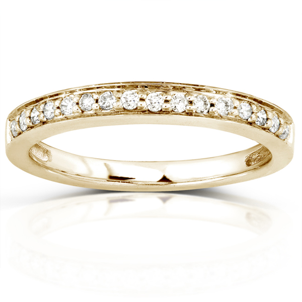 14K Yellow Gold 0.17 CTW Round Diamond Pave Set Wedding Band