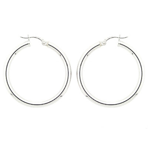 14K White Gold 2.5mm Hoops Earrings 33mm