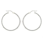 14K White Gold 2.5mm Hoops Earrings 33mm