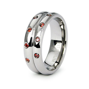 Bezel Set Orange Cubic Zirconia Titanium Ring