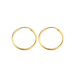 14k Yellow Gold 1mm Hoop Earrings 16mm