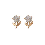 14k Flower CZ Stud Earrings