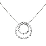 Silver Cubic Zirconia Circle within a Circle Necklace