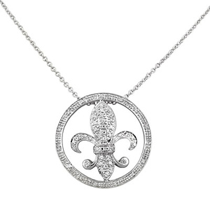 Silver Fleur de Lis Emblem Pendant
