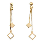 14k Yellow Gold Diamond Shape Drop Earrings