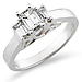 Classic Three Stone Emerald Cut Engagement Ring thumb 0