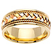8.5mm Handmade Woven 14K Tri Color Gold Wedding Band - Men thumb 0