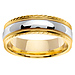 Carved Edge 14K Two Tone Gold  Milgrain Wedding Ring thumb 0
