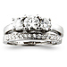 14K White Gold 3 Stone Diamond Wedding Ring Set thumb 1