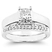 14K White Gold Solitaire Princess Cut Diamond Engagement Ring Set thumb 1