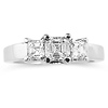 14K Three Stone Asscher Cut Diamond Engagement Ring thumb 1