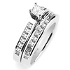 14K White Gold Princess Cut Wedding Ring Set thumb 1