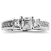Asscher Cut Three Stone Diamond Engagement Ring thumb 2