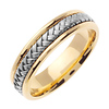 5.5mm Modern 14K Two Tone Gold White Braided Wedding Band thumb 1